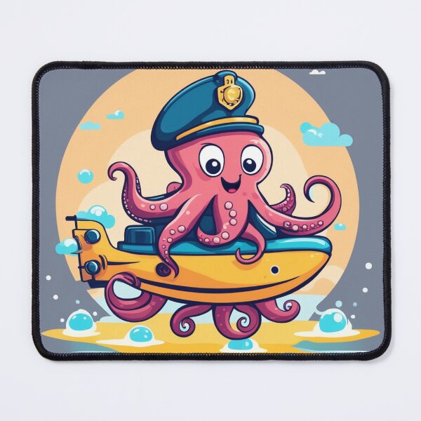 Item preview, Cute Octopus Riding Submarine Cartoon Vector Icon Illustration designed and sold by hjian8219.