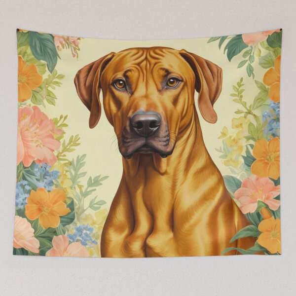Item preview, Rhodesian Ridgeback Floral Portrait Painting designed and sold by ChaosReigns91.
