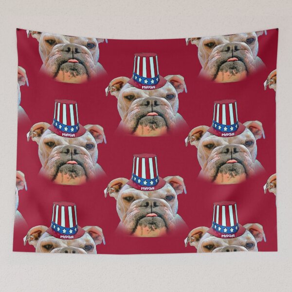 Item preview, English Bulldog Wears MAGA Voting Hat designed and sold by kristalcurt.