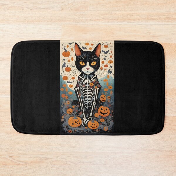 Item preview, Skeleton Black Cat Surrounded by Jack-o-lanterns designed and sold by Shelley Loewnau-Jones Studio.