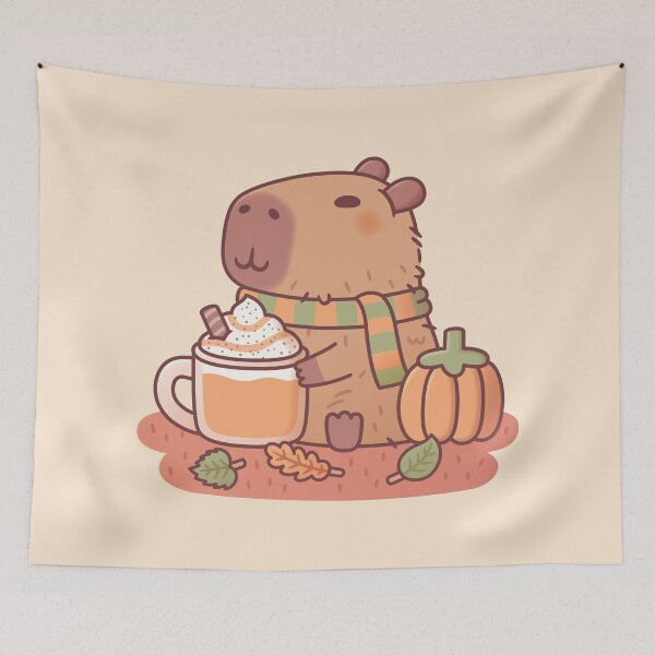 Item preview, Cute Capybara Pumpkin Spice Latte Autumn Season designed and sold by rustydoodle.