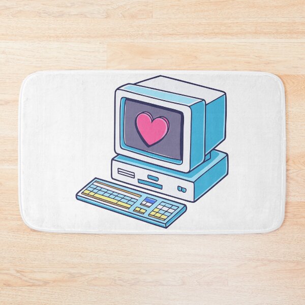 Item preview, old-school computer with heart designed and sold by rasagamastore.