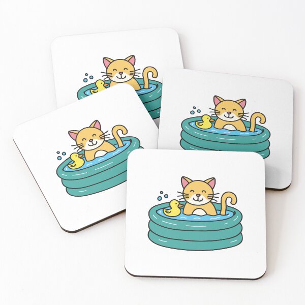 Item preview, happy cat bathe in an inflatable pool with duck toys designed and sold by rasagamastore.