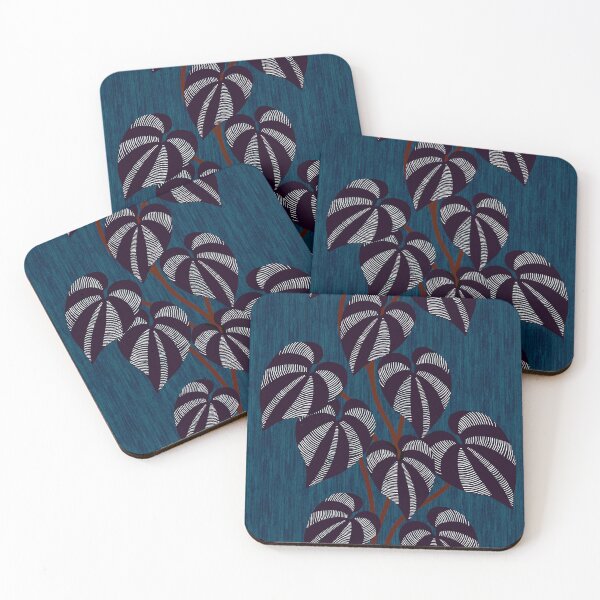 Item preview, Tropical Leaf Vine - Denim Blue & Deep Red  designed and sold by Sarah Thorpe Designs .
