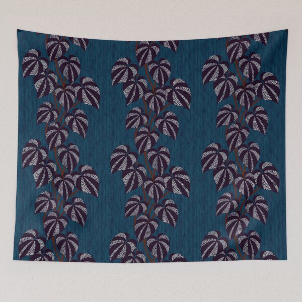 Item preview, Tropical Leaf Vine - Denim Blue & Deep Red  designed and sold by Sarah Thorpe Designs .