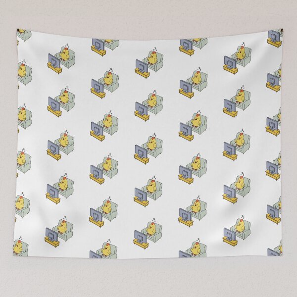 Item preview, sleepy chicken sitting on the sofa watching a tv designed and sold by rasagamastore.