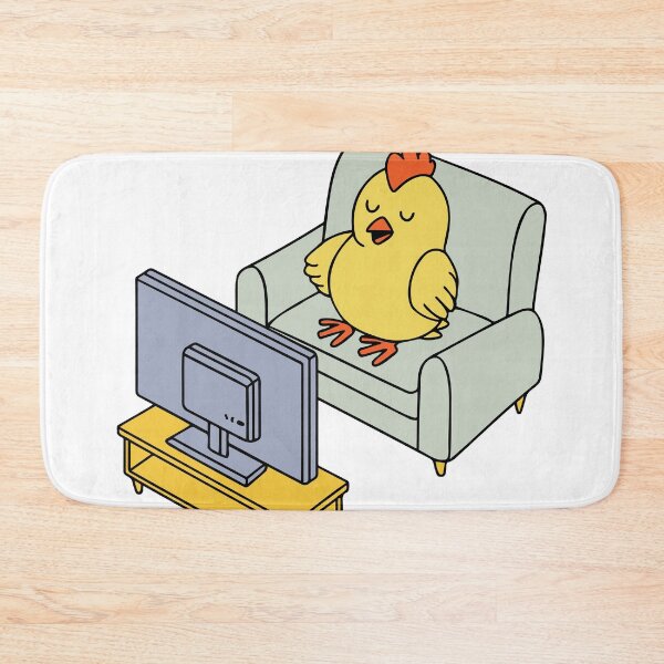 Item preview, sleepy chicken sitting on the sofa watching a tv designed and sold by rasagamastore.
