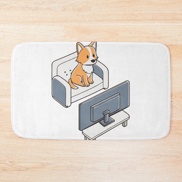 Item preview, cute dog sitting on the sofa and watching tv designed and sold by rasagamastore.