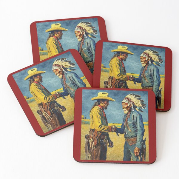 Item preview, Unity of Cultures: Cowboy and Indian Chief Shake Hands designed and sold by Artisticanvas.
