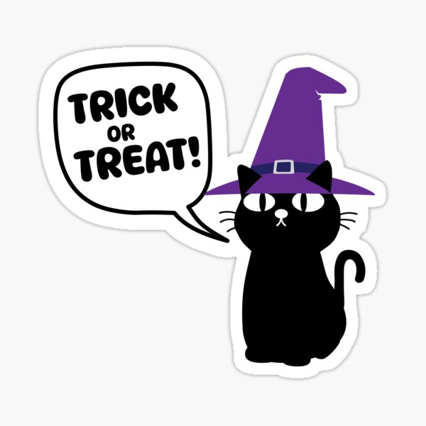 Item preview, Halloween cartoon cat saying Trick or Treat commic style designed and sold by CitizenEarth66.
