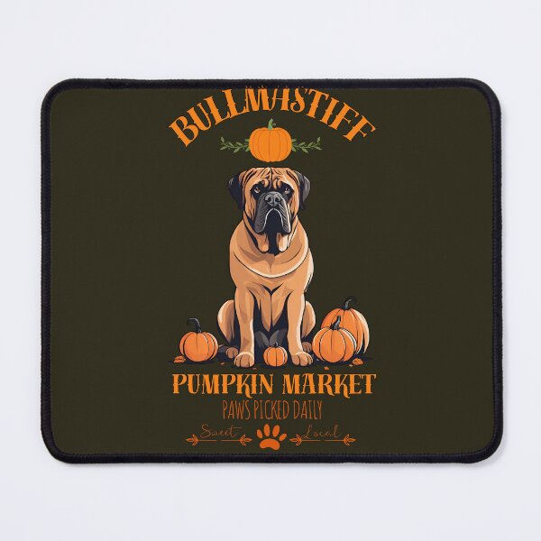 Item preview, Pumpkin Market: bullmastiff with Pumpkins and Seasonal Text designed and sold by GoodyPaws.