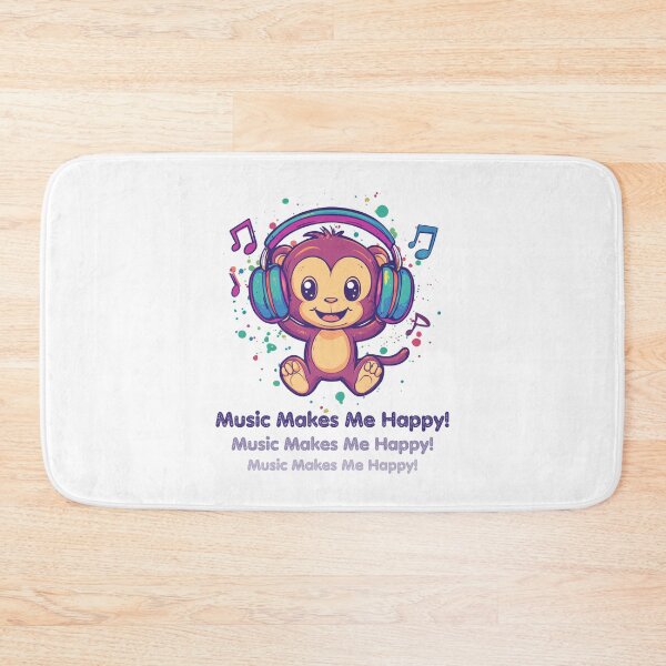 Item preview, Kawai Cute Monkey - Music Makes Me Happy! White designed and sold by ArtPompon.