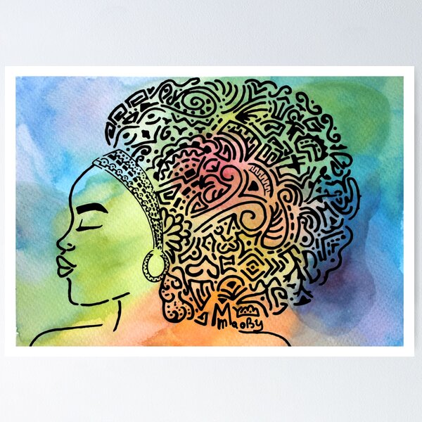 Isabel, MaoDona acuarela Doodle Artwork by Maoby Póster