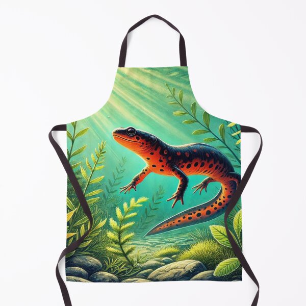 Item preview, Vibrant Fire-Bellied Newt in Serene Aquatic Weeds Underwater Illustration designed and sold by NocturnalNook.
