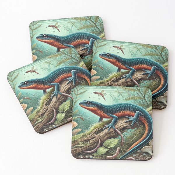 Item preview, Dynamic Alpine Newt Hunting Worms Underwater designed and sold by NocturnalNook.