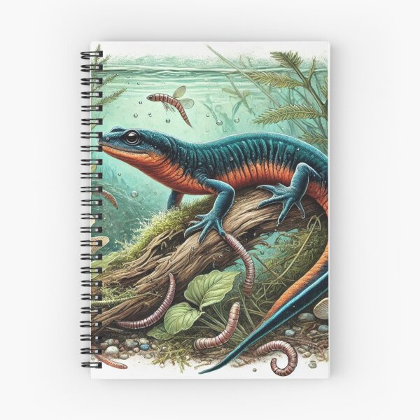 Item preview, Dynamic Alpine Newt Hunting Worms Underwater designed and sold by NocturnalNook.