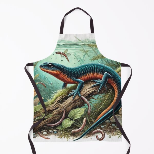 Item preview, Dynamic Alpine Newt Hunting Worms Underwater designed and sold by NocturnalNook.