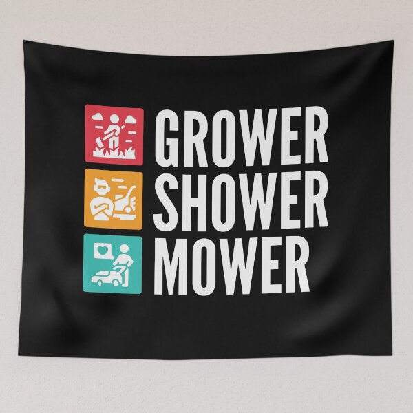 Item preview, Grower, Shower, Mower - Lawnmower Racing - Funny Lawn Mower designed and sold by Design Raptor.