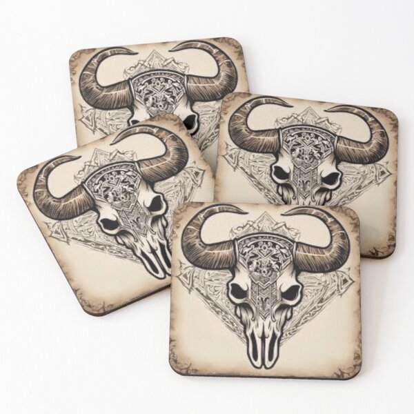 Item preview, Tribal etched buffalo skull designed and sold by davidbjones254.
