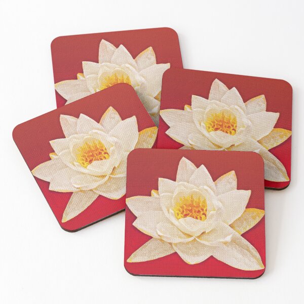 Item preview,  Water Lily Pixel Abstract Red Enlightenment  designed and sold by Jenny Meehan Art Prints and Patterns  .
