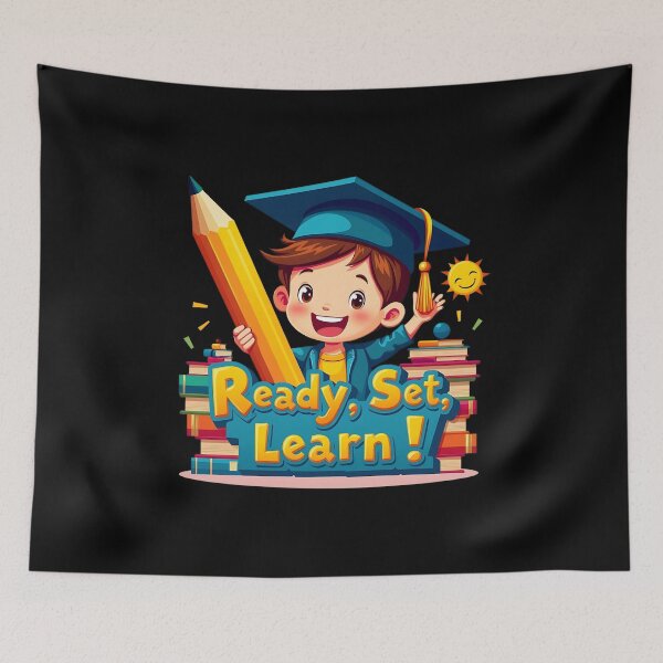 Item preview, "Ready, Set, Learn!" Little Boy in Graduation Cap Back-to-School T-Shirt designed and sold by AI-volution.