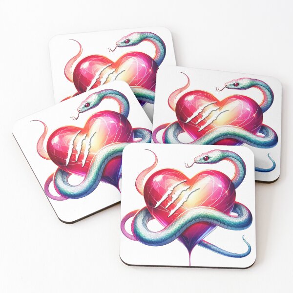 Item preview, Silky Snake Wrapped Around Scratched Heart designed and sold by DriftLens.