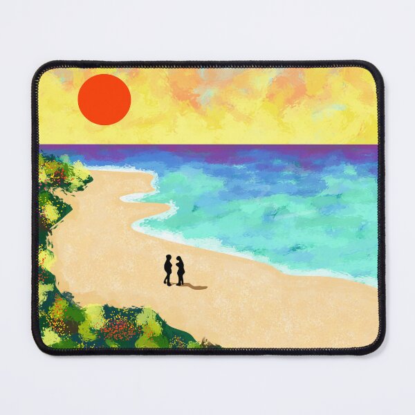 Item preview, Golden Glow, Vibrant Beach Sunset, Nature Lover Inspired Coastal Landscape, Evening Ocean Sunset, Greenery beside the coastal line designed and sold by Kintsugi99.