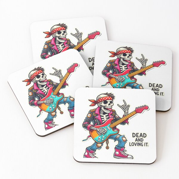 Item preview, Dead and Loving It - Rocker Skeleton Sticker designed and sold by UA-t-shirts.