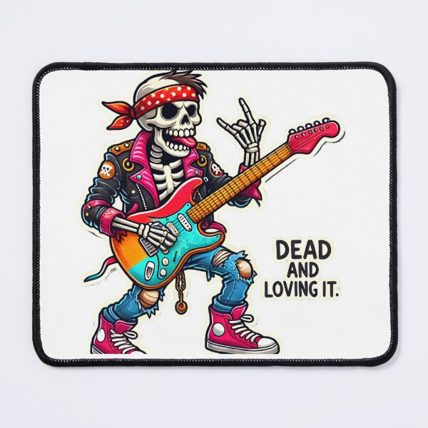 Item preview, Dead and Loving It - Rocker Skeleton Sticker designed and sold by UA-t-shirts.