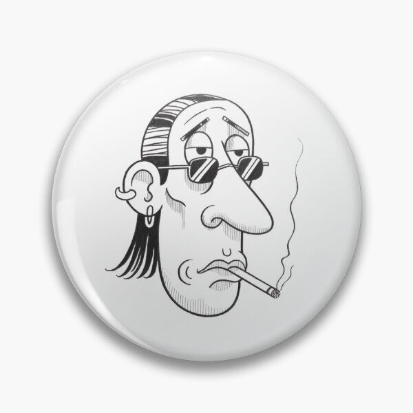 Item preview, Minimalist Cartoon Face with Pipe – Pencil Drawing Art designed and sold by Colorful-Garden.