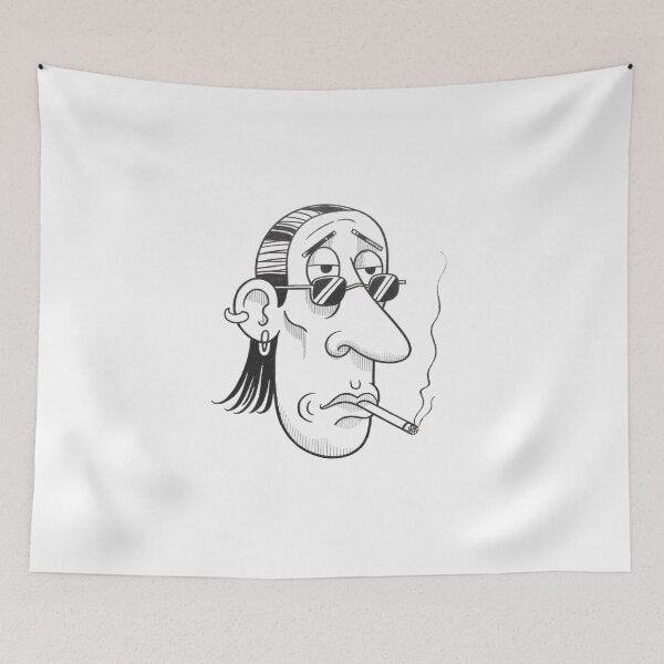 Item preview, Minimalist Cartoon Face with Pipe – Pencil Drawing Art designed and sold by Colorful-Garden.