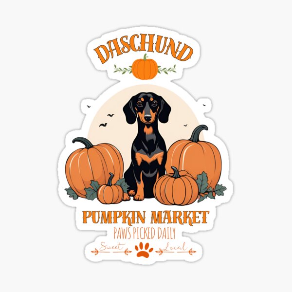 Item preview, Pumpkin Market:dashund with Pumpkins and Seasonal Text designed and sold by GoodyPaws.