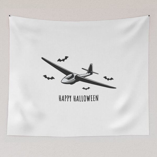 Item preview, Happy Halloween Glider Plane Pilot Sailplane Biplane aerial floating soaring designed and sold by These_Prints.