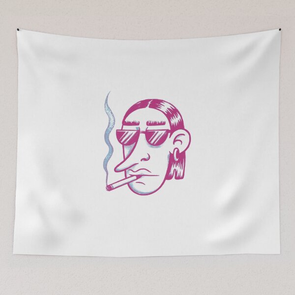 Item preview, Minimalist Cartoon Face with Pipe – Pencil Drawing Art designed and sold by Colorful-Garden.