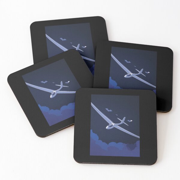 Item preview, Halloween Night with Bats Glider Plane Pilot Sailplane aerial floating soaring designed and sold by These_Prints.