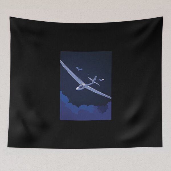 Item preview, Halloween Night with Bats Glider Plane Pilot Sailplane aerial floating soaring designed and sold by These_Prints.