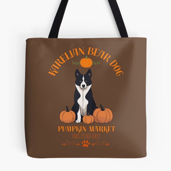 Item preview, Pumpkin Market:karelian bear dog with Pumpkins and Seasonal Text designed and sold by GoodyPaws.