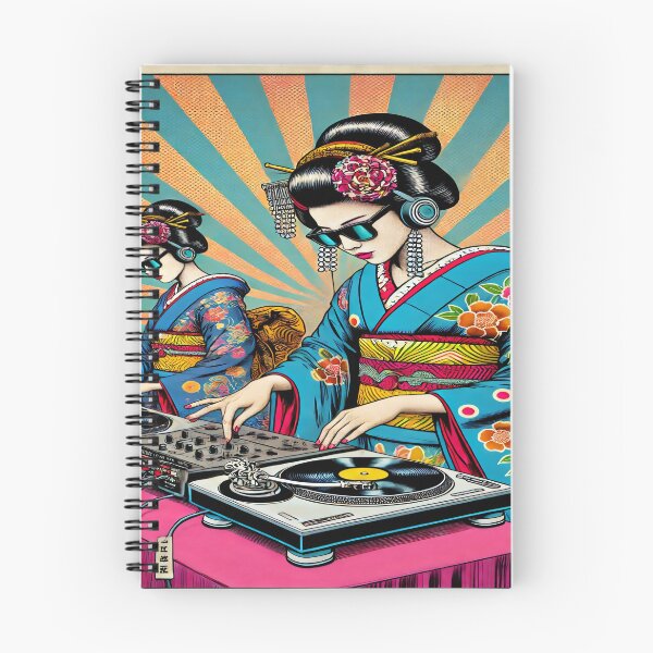 Aperçu de l'œuvre Pop Art Ukiyo-e Geisha DJ – Fusion de la tradition et des rythmes modernes créée et vendue par SakuraJapanArt.