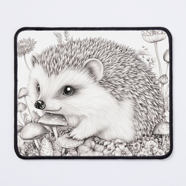 Artikelvorschau, Schwarz-weiße Igel-Bleistiftzeichnung entworfen und verkauft von Pencil-Art.