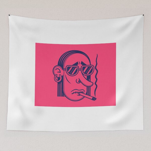 Item preview, Minimalist Cartoon Face with Pipe – Pencil Drawing Art designed and sold by Colorful-Garden.