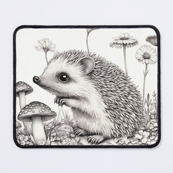 Artikelvorschau, Schwarz-weiße Igel-Bleistiftzeichnung entworfen und verkauft von Pencil-Art.