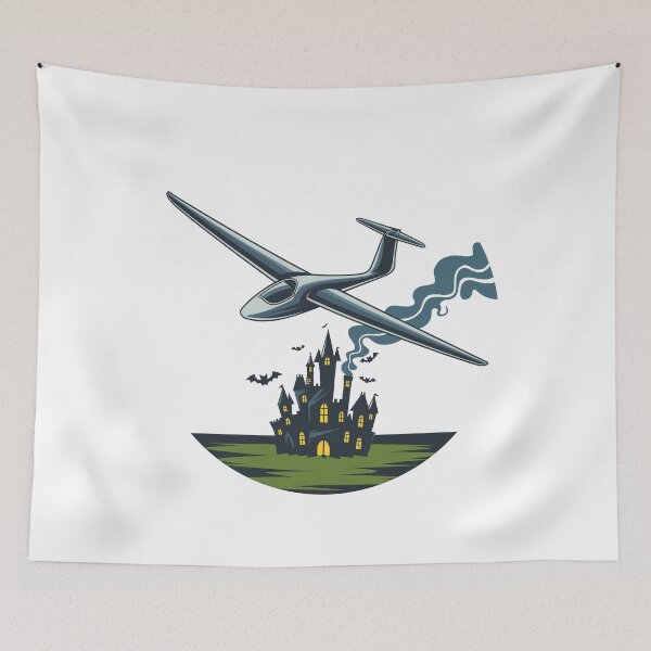 Item preview, Halloween Castle Glider Plane Pilot Sailplane Biplane aerial floating soaring designed and sold by These_Prints.