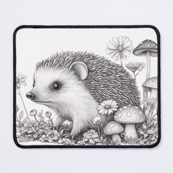 Artikelvorschau, Schwarz-weiße Igel-Bleistiftzeichnung entworfen und verkauft von Pencil-Art.