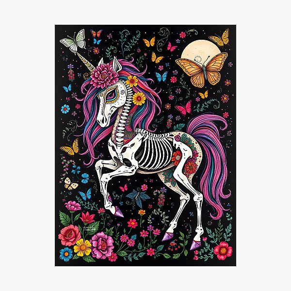 Artikel-Vorschau von Tag der Toten Einhorn III Zuckerschädel Halloween Skelett, designt und verkauft von Spellhorn13.