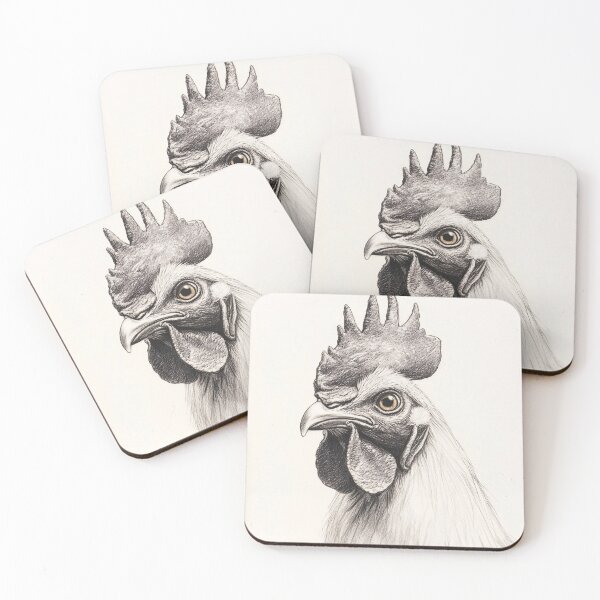 Item preview, Black and white chicken pencil drawing designed and sold by Pencil-Art.