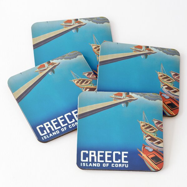 Item preview, Vintage travel poster for Corfu in Greece designed and sold by colliophoto.
