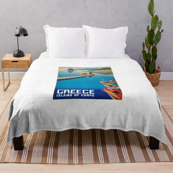 Item preview, Vintage travel poster for Corfu in Greece designed and sold by colliophoto.