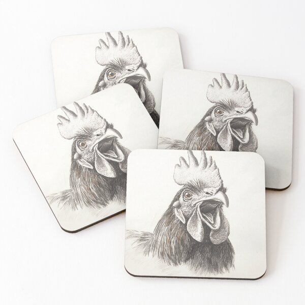 Item preview, Black and white chicken pencil drawing designed and sold by Pencil-Art.
