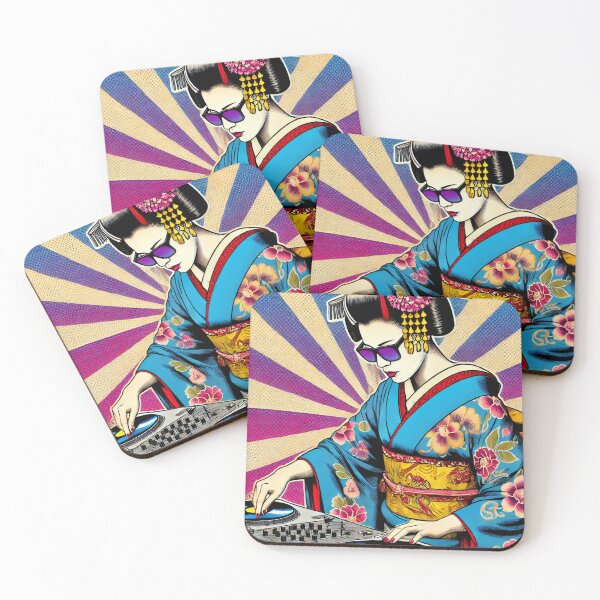 Item preview, Vibrant Geisha DJ – Where Tradition Dances with Modern Beats designed and sold by SakuraJapanArt.