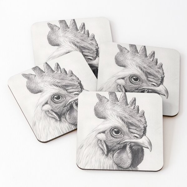 Item preview, Black and white chicken pencil drawing designed and sold by Pencil-Art.
